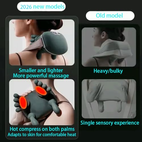 Neck Massager with Heat,shiatsu Neck and Shoulder Massager,masajeador de espalda y Cuello Neck and Back Massager for Pain Relief deep Tissue Massage-2026 (Upgraded Version) Green.