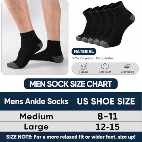 20 Pairs Ankle Socks For Men - Mens Socks Size 8-12/12-16 Thin Casual Bulk Socks