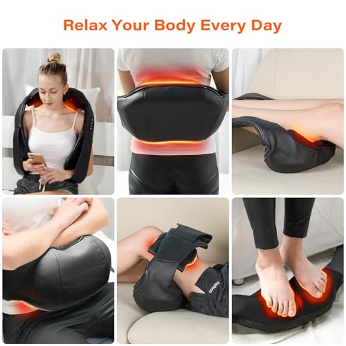 Neck Massager with Heat, Back Massager Deep Tissue, Electric 3D Kneading Massage Pillow for Pain Shiatsu Back and Shoulder Massager, Birthday Christmas Gift for Women Men Dad Mom
