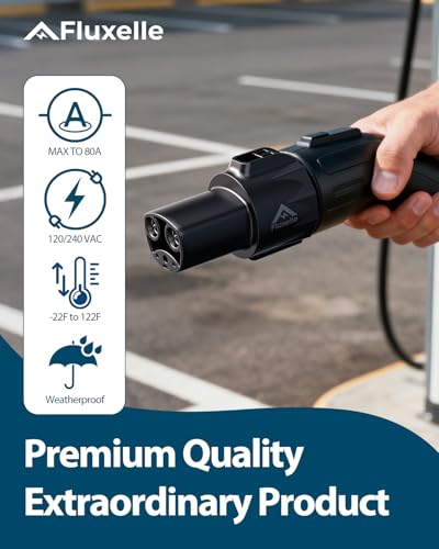 J1772 to Tesla Charger Adapter, Max 80A/250V for Tesla only, Tesla Charging Accessories, Connecting to SAE J1772 Charging Stations, Compatible with Tesla Model Y 3 X S Cybertruck