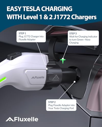 J1772 to Tesla Charger Adapter, Max 80A/250V for Tesla only, Tesla Charging Accessories, Connecting to SAE J1772 Charging Stations, Compatible with Tesla Model Y 3 X S Cybertruck
