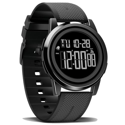 Men Digital Watch Thin Sports Waterproof Outdoor LED Screen Large Face Wrist Watches for Men with Back Light Alarm Date Stopwatch