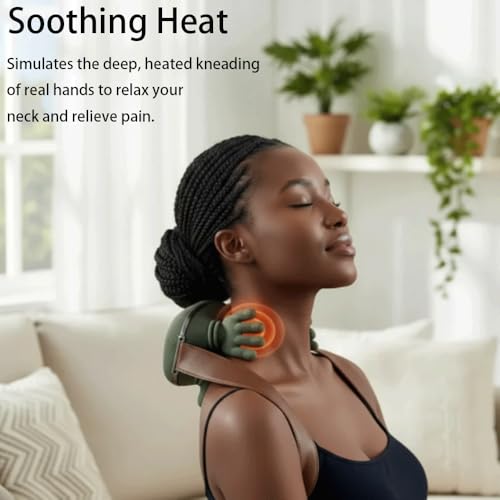 Neck Massager with Heat,shiatsu Neck and Shoulder Massager,masajeador de espalda y Cuello Neck and Back Massager for Pain Relief deep Tissue Massage-2026 (Upgraded Version) Green.