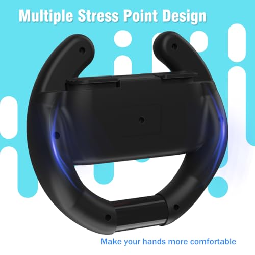 Switch Steering Wheel for Nintendo Switch, Racing Wheel to Play Mario Kart 8 Deluxe Compatible with JoyCon, Nintendo Switch 1 Accessories Gift for Mario Kart - 2 Pack Switch Wheels