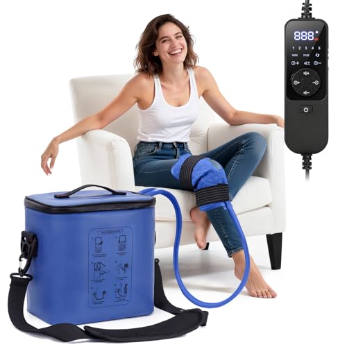 Cold Therapy Machine, Portable Ice Machine for Knee After Surgery, Programmable Knee Replacement Recovery System, Cryotherapy for Post Surgery Recovery Sports Injuries, Reduce Swelling, Blue