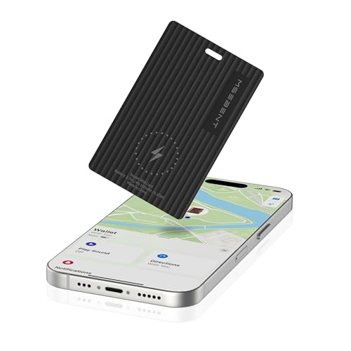 Slim Smart Tag Wallet Tracker Card, [Apple MFi Certified], Wireless Charging Tracking Card, Work with Apple Find My, Item Locator for Keys, Bags, Passport, iOS Only, IP67 Waterproof, 1 Pack