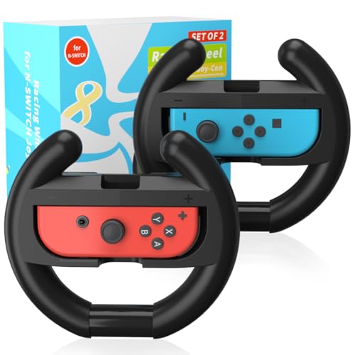 Switch Steering Wheel for Nintendo Switch, Racing Wheel to Play Mario Kart 8 Deluxe Compatible with JoyCon, Nintendo Switch 1 Accessories Gift for Mario Kart - 2 Pack Switch Wheels