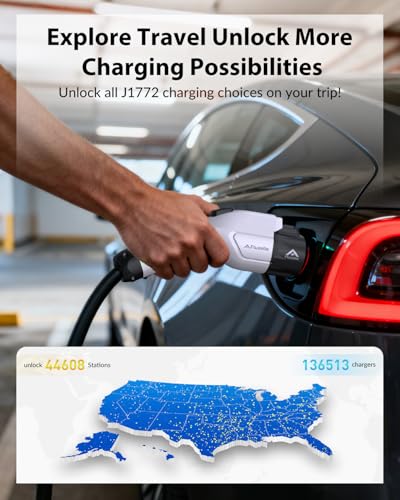 J1772 to Tesla Charger Adapter, Max 80A/250V for Tesla only, Tesla Charging Accessories, Connecting to SAE J1772 Charging Stations, Compatible with Tesla Model Y 3 X S Cybertruck