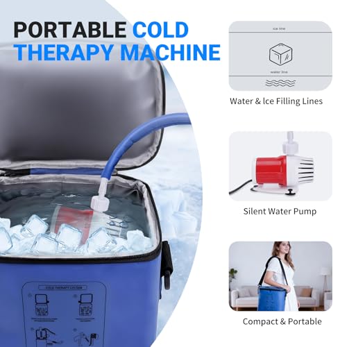 Cold Therapy Machine, Portable Ice Machine for Knee After Surgery, Programmable Knee Replacement Recovery System, Cryotherapy for Post Surgery Recovery Sports Injuries, Reduce Swelling, Blue