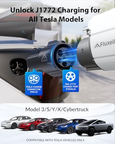 J1772 to Tesla Charger Adapter, Max 80A/250V for Tesla only, Tesla Charging Accessories, Connecting to SAE J1772 Charging Stations, Compatible with Tesla Model Y 3 X S Cybertruck