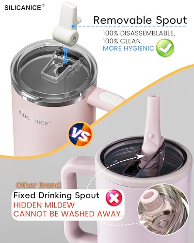 For Travel & Gym – Never Drink from a Moldy Lid Again: 30oz Hygienic Tumbler, 100% Leakproof Lid & Removable Foldable Spout. Reinforced Base, Fits Cup Holders- Cream