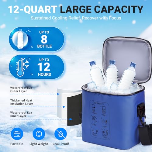 Cold Therapy Machine, Portable Ice Machine for Knee After Surgery, Programmable Knee Replacement Recovery System, Cryotherapy for Post Surgery Recovery Sports Injuries, Reduce Swelling, Blue