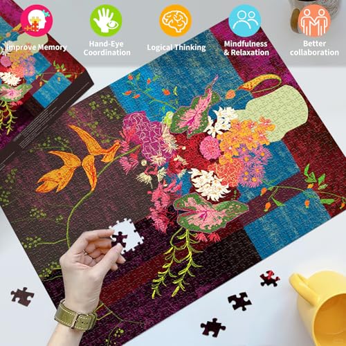 HUADADA Puzzles for Adults 1000 Pieces,Blooming Flowers Puzzles for Adults,1000 Piece Puzzle for Adults ‌Family Interactive Game Gift