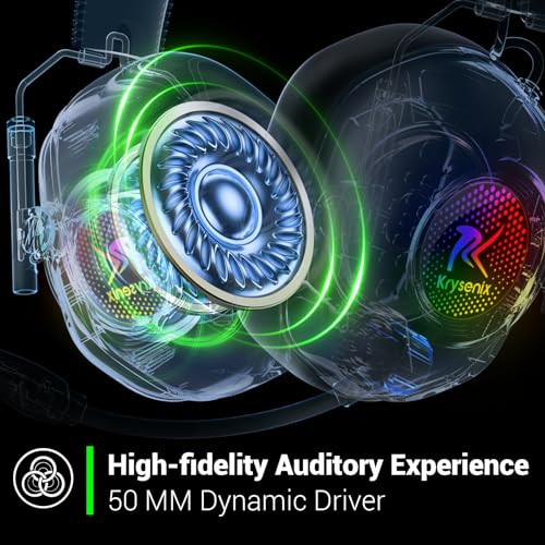 Wireless Gaming Headset with Noise Canceling Microphone for PC, PS5, PS4, Switch, Mac, 2.4 GHz Wireless & Bluetooth 5.4 Gaming Headphones, Cool RGB Lighting, 50Hr Battery, 50mm Drivers(Deep Green)