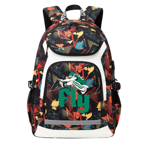American Football Player 26 Multifunction Rugby Backpack Travel Laptop Daypack Night Reflective Strip Fans Bag (R - Pattern 3)