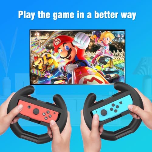 Switch Steering Wheel for Nintendo Switch, Racing Wheel to Play Mario Kart 8 Deluxe Compatible with JoyCon, Nintendo Switch 1 Accessories Gift for Mario Kart - 2 Pack Switch Wheels