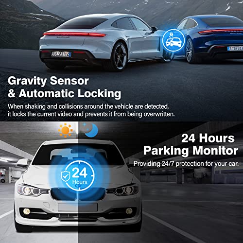 Miden S7 4K Dash Cam Front and Rear, 64G SD Card,2160P+1080P FHD Dual Dash Camera for Cars,176°+160° Wide Angle,3.2'' IPS Screen Dashcam,Loop Recording,G-Sensor,WDR,24H Parking Monitor,Night Vision