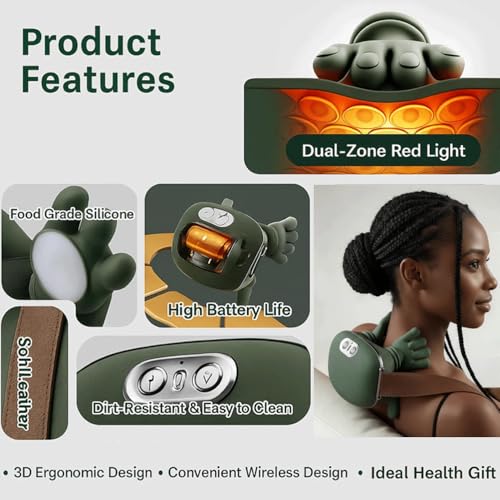 Neck Massager with Heat,shiatsu Neck and Shoulder Massager,masajeador de espalda y Cuello Neck and Back Massager for Pain Relief deep Tissue Massage-2026 (Upgraded Version) Green.