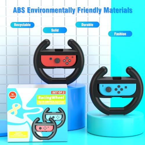 Switch Steering Wheel for Nintendo Switch, Racing Wheel to Play Mario Kart 8 Deluxe Compatible with JoyCon, Nintendo Switch 1 Accessories Gift for Mario Kart - 2 Pack Switch Wheels