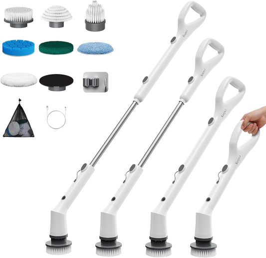 Electric Spin Scrubber,2025 New Cordless Cleaning Brush,Shower Cleaning Brush with 7 Replaceable Brush Heads, Power Scrubber 3 Adjustable Speeds,Detachable Long Handle & IPX7 Waterproof