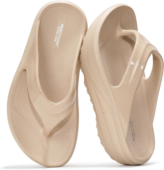 size 7 Project Cloud Super Foam Flip Flops for Women Footwear - Memory Foam and Lightweight Platform Sandals Women Beach Vacation Essentials - Non Slip Durable and Soft Slippers (Abra)