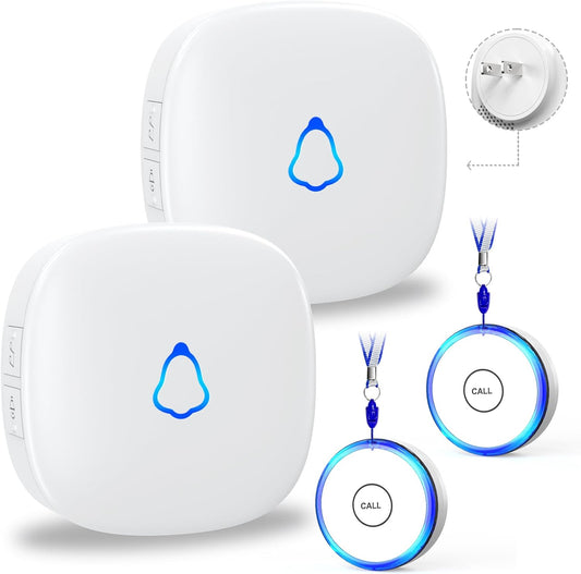 Wireless Call Button, Life Alert SOS for Monitoring Elderly Assistance Products Emergency Bell Panic Button Nurse Calling for Seniors Patients Disabled Care,Waterproof,Plug in Receiver