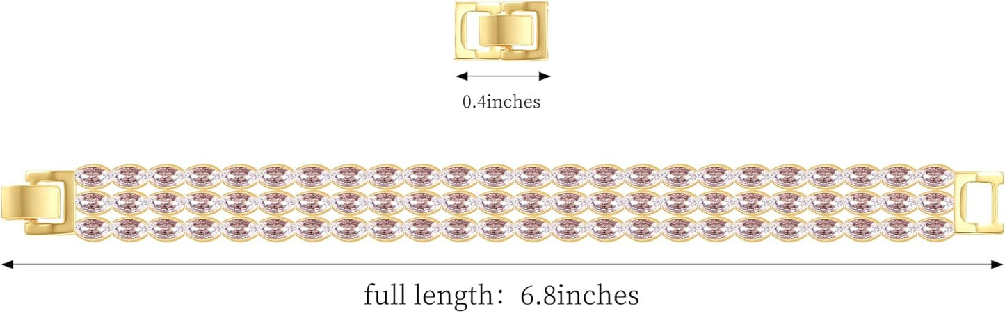 14K Gold Plated Women’s Tennis Bracelet – Sleek CZ Line Bracelet, Fits 6.0"–7.2" Wrist – Sparkly Everyday Jewelry Gift, Contemporary Tennis Bracelets for Women