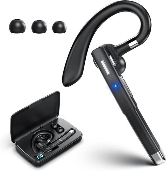 Bluetooth Headset, Wireless Headset with Microphone, Bluetooth Earpiece Suitable for Office, Trucker Headset with 120 Hours of Standby Time, for iOS and Android Cell Phones