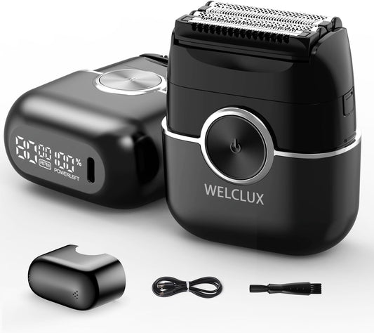 Electric Foil Shaver for Men: 4 Floating Blades, 2 Gear & IPX7 Waterproof - Rechargeable Cordless Razor for Face Shaving - Wet/Dry Travel Shaver with Large LED Display