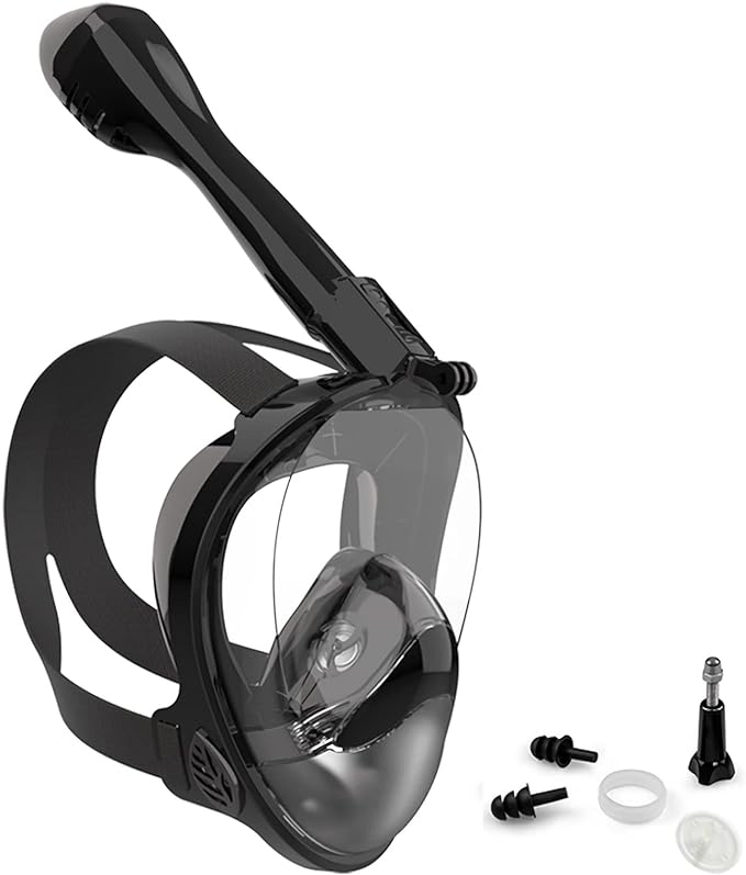 Full Face Snorkel Mask, Diving Mask for Kids and Adults,180° Panoramic View Snorkel Mask with Camera Mount, Safe Breathing, Anti-Leak&Anti-Fog