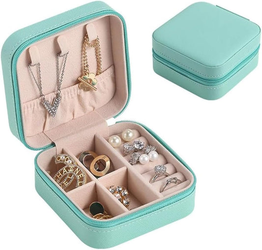 Travel jewelry case travel jewelry organizer for Rings Earrings Necklace Bracelet travel Jewelry box for women (3.9 * 3.9 * 1.96Inch)