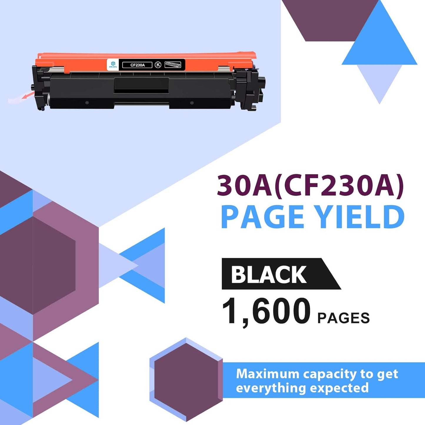 30A CF230A Toner Cartridge Black 2 Pack Compatible Replacement for HP 30A CF230A 30X CF230X for HP Laserjet Pro MFP M227fdw M203dw M227fdn M203dn M227sdn M203d M227 M203 Series Printer Ink