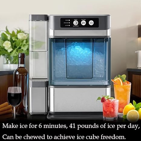 Large Capacity Ice Makers Countertop One-Click Operation Self-Cleaning Portable Ice Maker 41lbs/24H with There is A Detachable 3L Water Tank for Home,Office,Bar