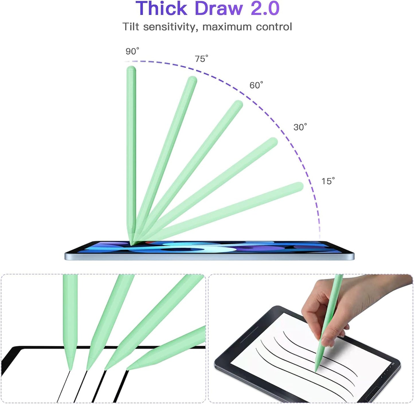 iPad Pencil 2nd Generation with Magnetic Wireless Charging, Apple Pencil 2nd Generation, Smart Pen Compatible with iPad Pro 11 in 1/2/3/4, iPad Pro 12.9 in 3/4/5/6, iPad Air 4/5, iPad Mini 6, Teal