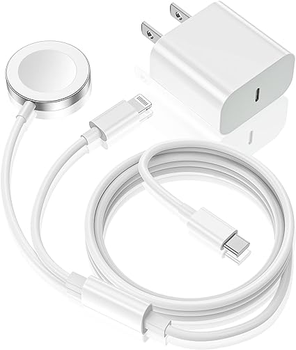 Apple Watch Charger,Upgraded 2-in-1 USB C Fast iPhone Watch Charger [Apple MFi Certified] 6FT Magnetic Charging Cable with 15W Wall Charger Block for Apple Watch Series SE/9/8/7/6/5/4/3/2/1&iPhone 14