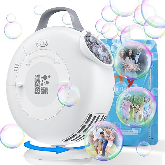 Bubble Machine, Automatic Bubble Blower for Kids Toddlers, 8000+ Bubbles Per Minute, 90° 200° Oscillating Electric Bubble Maker Operated by Plug-in or Batteries, Bubble Toys for Outdoor Birthday Party