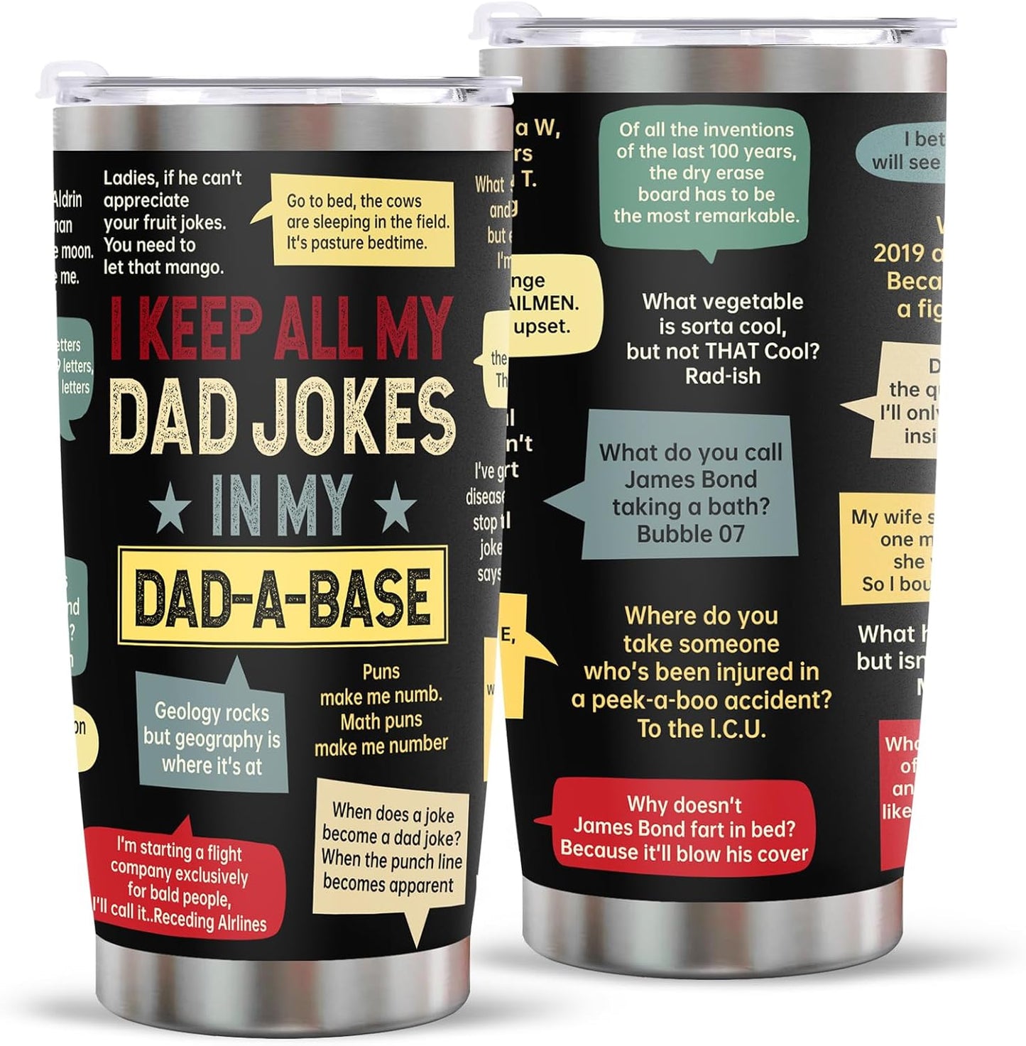 Dad Birthday Gift from Daughter Son: Dad Joke 20oz Tumbler with Lid Straw Stainless Steel Tavel Mug Funny Birthday Gifts for Men Grandpa Husband Bonus Stepfather Fathers Day Christmas Thankgiving