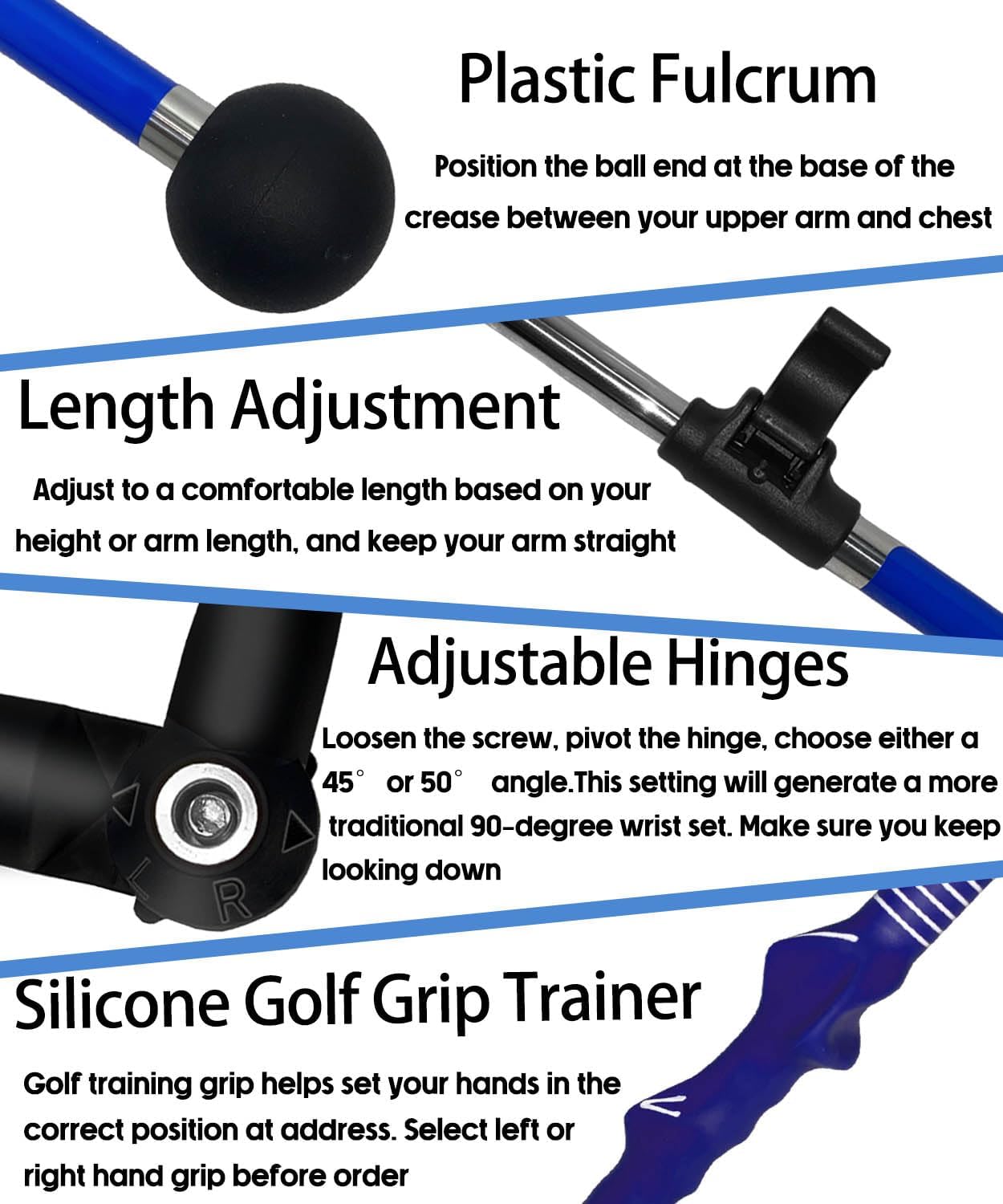 Golf Swing Trainer aid - Golf Training aid to Improve Hinge, Forearm Rotation, Shoulder turna and Grip.Portable Collapsible Swing Trainer Equipped with Golf Grip Traine