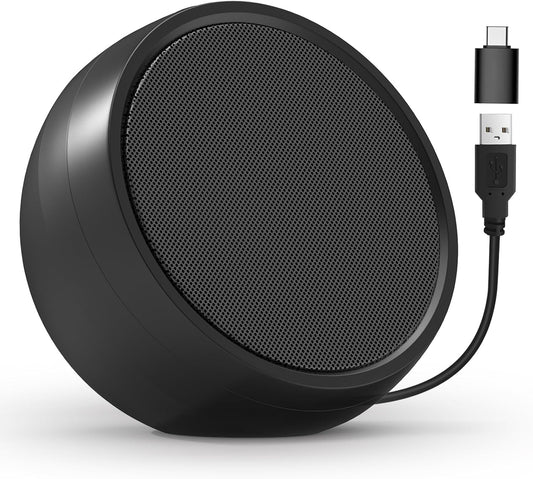 USB Computer Speakers for Desktop Monitor,Desktop Speakers with Loud Sound, Volume Control and Mute Button for Windows,Linux,Mac Air/Pro(USB-C to USB Adapter Included) (Black) (Black) (Black)