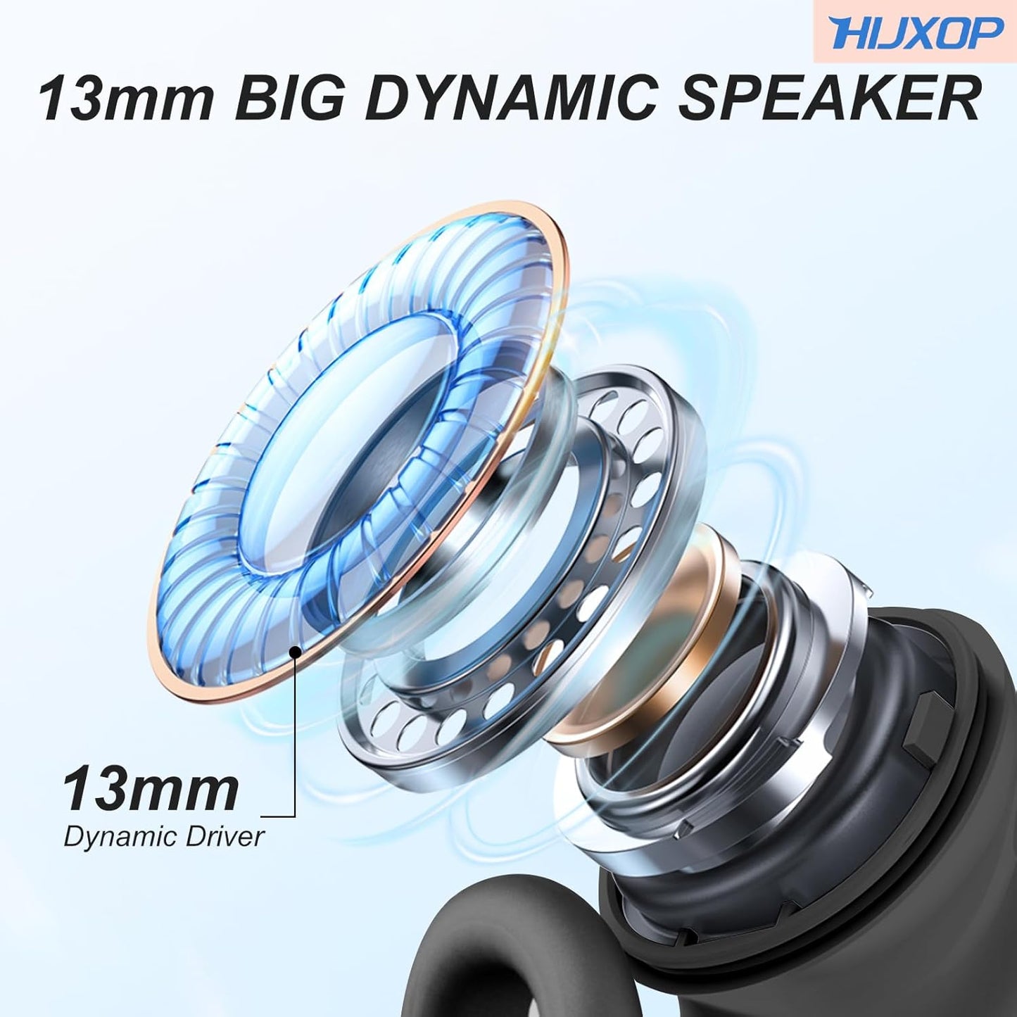 Open Ear Earbuds Lightweight Comfort Clip Wireless Earbuds Sweat Resistant Bluetooth Headphones Sport Headphones for Workouts and Running with Dual Digital Display 44H Playtime IPX7 Waterproof