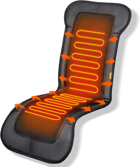 Heated Seat Cover,Longer PU Leather Seat Cushion with Fast Heat to Promote Blood Circulation Relieve Fatigue (X)