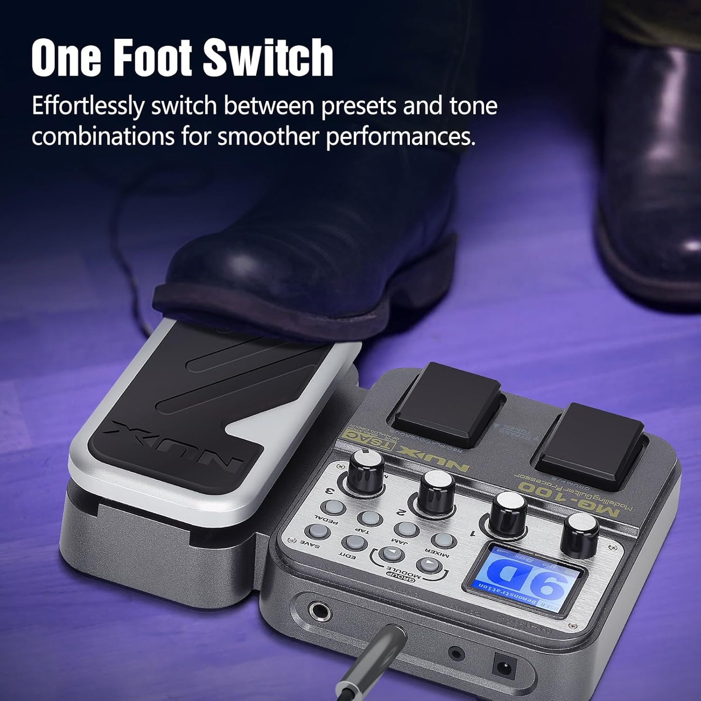 MG-100 Professional Multi-Effects Pedal Processor Musical Instrument Parts 40s Record 55 Effect Mode 10 Sound Di Box Electric Guitar and Bass Loop Amplifier Tube Pedal