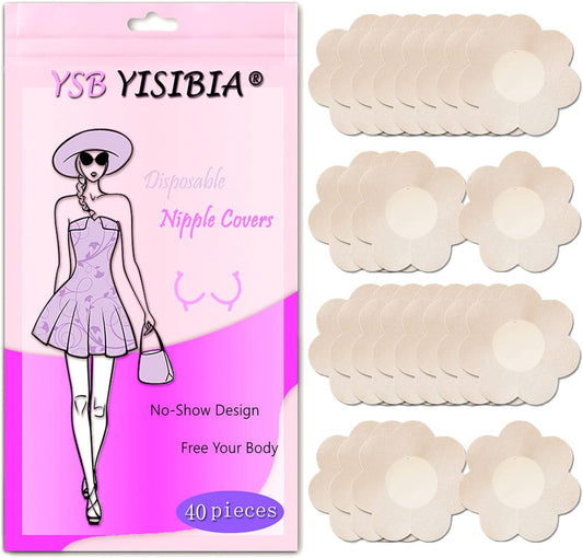 40 Pcs Nipple Covers For Women Disposable Self-Adhesive No Show Nipple Pasties Petals Stickers Breast Pasties