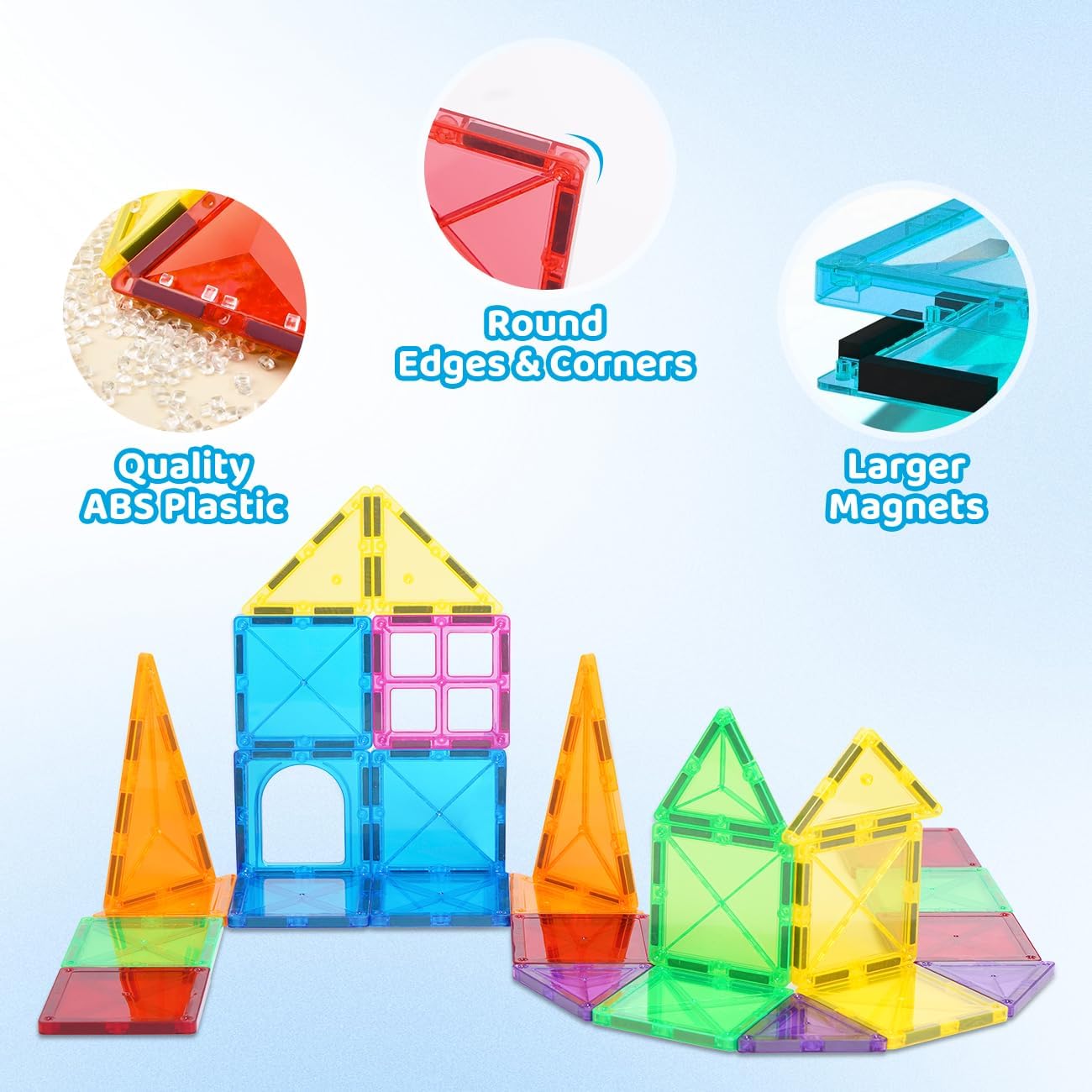 Magnetic Tiles 40 PCS Magnetic Blocks 3D Building Blocks Construction Preschool Educational Toys for Kids (Special Edition)