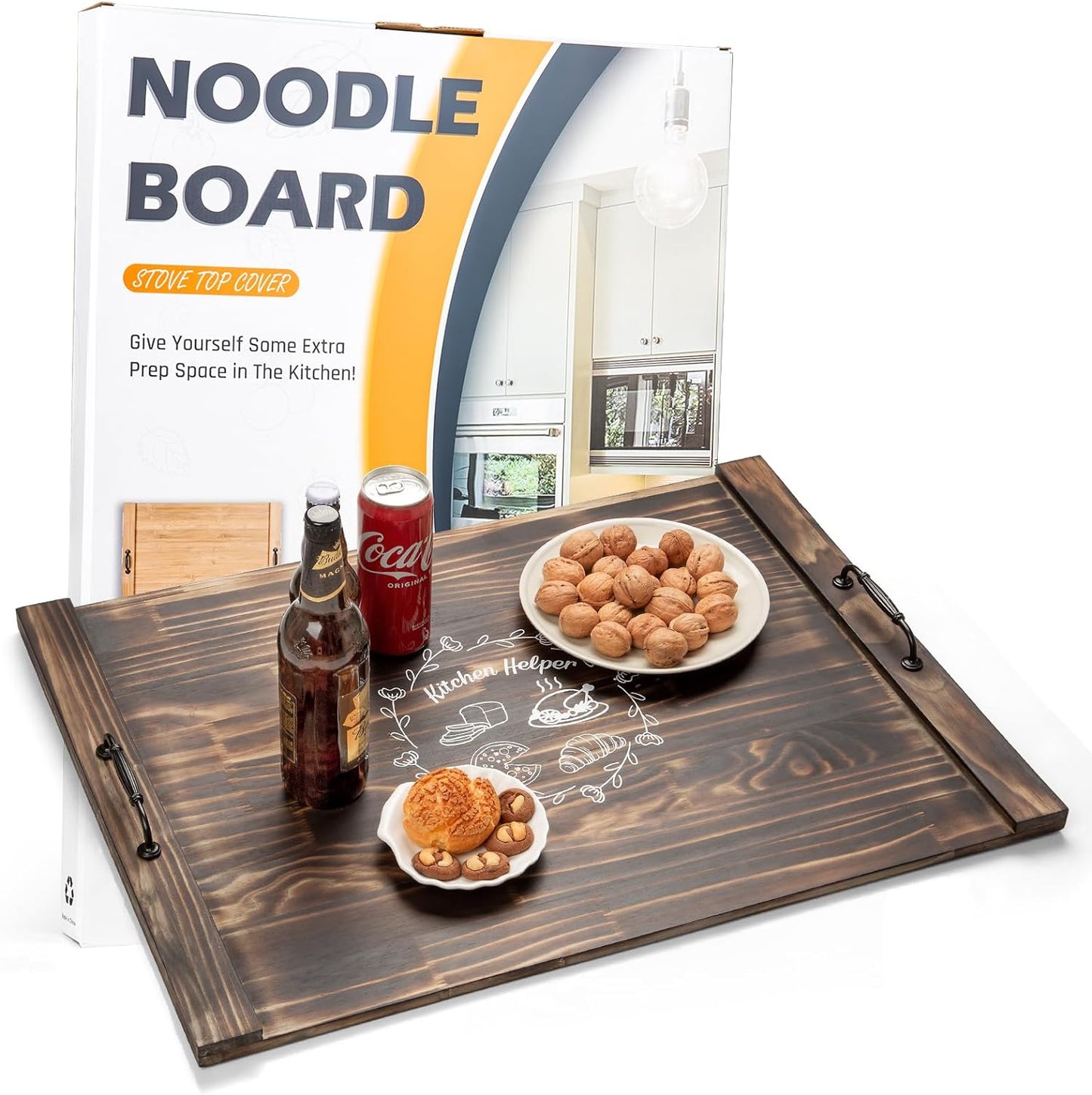 Noodle Board Stove Cover, 30"L x 22"W Gas Stove Cover, Wooden Stove Covers for Gas Stove Top, Kitchen Wood Stove Top Covers for Electric Stove for Counter Space