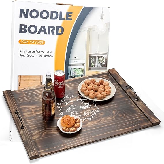 Noodle Board Stove Cover, 30"L x 22"W Gas Stove Cover, Wooden Stove Covers for Gas Stove Top, Kitchen Wood Stove Top Covers for Electric Stove for Counter Space