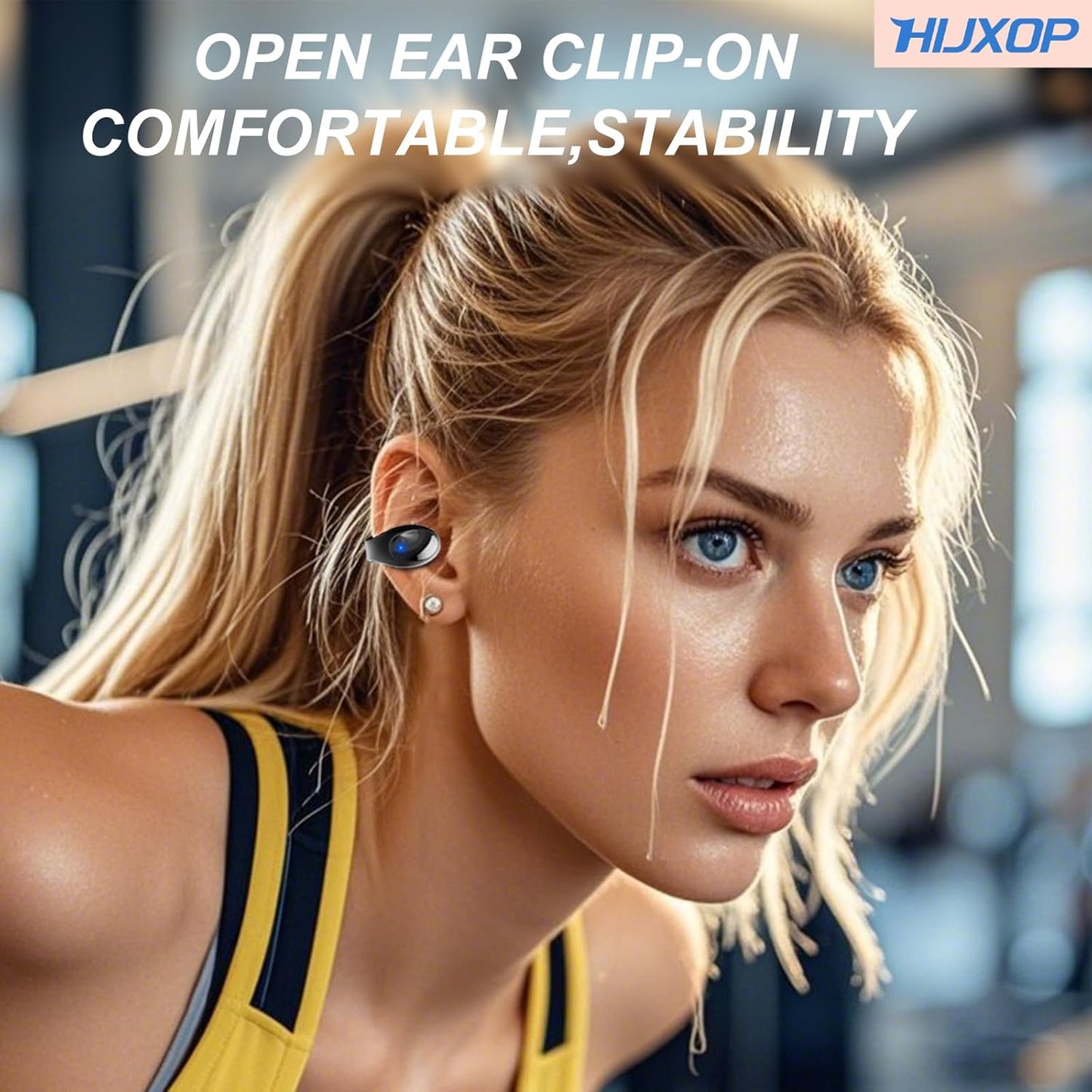 Open Ear Earbuds Lightweight Comfort Clip Wireless Earbuds Sweat Resistant Bluetooth Headphones Sport Headphones for Workouts and Running with Dual Digital Display 44H Playtime IPX7 Waterproof