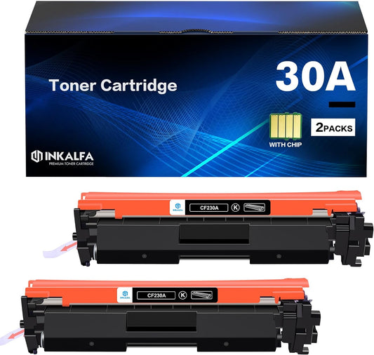 30A CF230A Toner Cartridge Black 2 Pack Compatible Replacement for HP 30A CF230A 30X CF230X for HP Laserjet Pro MFP M227fdw M203dw M227fdn M203dn M227sdn M203d M227 M203 Series Printer Ink