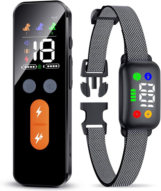 Dog Training Collar with Remote, Dog Shock Collar with Remote Control for Medium Large Dogs 40-120lbs Waterproof, Shock Collar for Dogs with Beep Vibration Shock and Security Lock