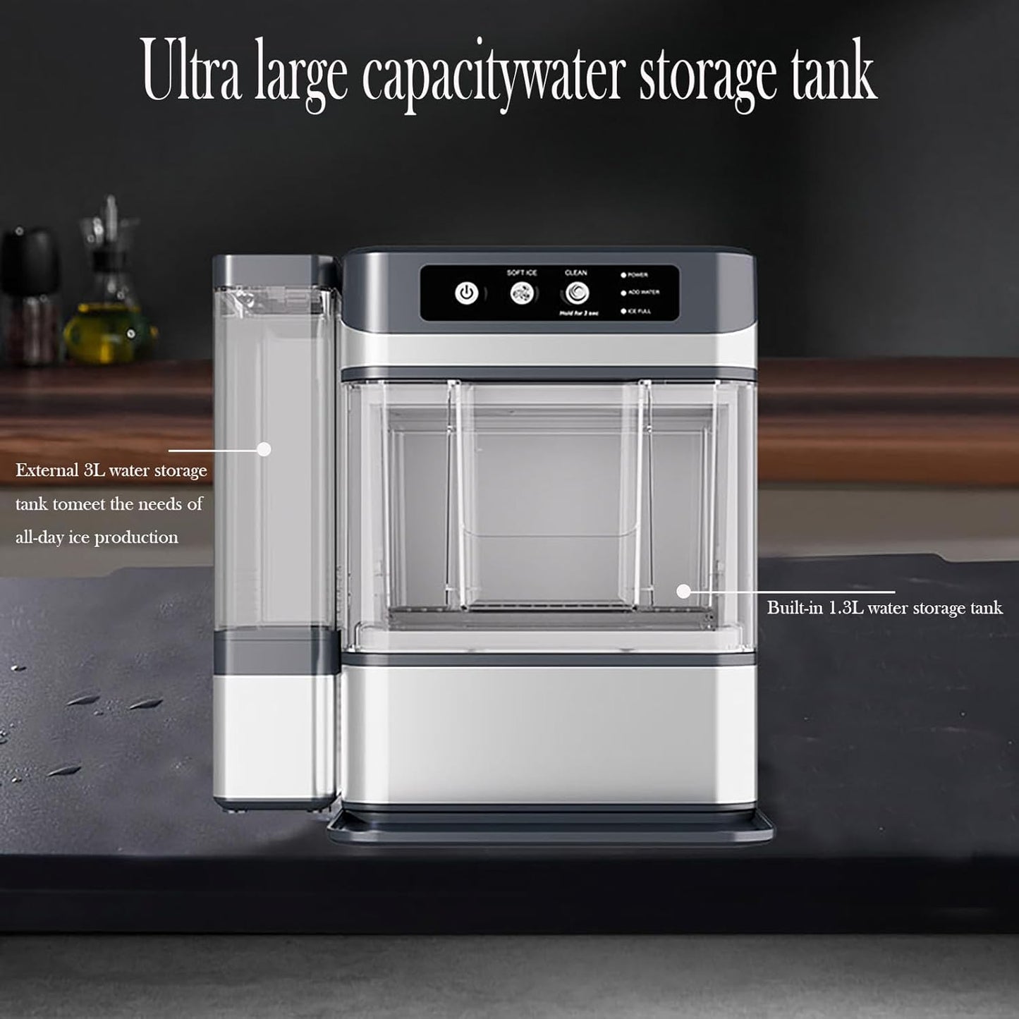 Large Capacity Ice Makers Countertop One-Click Operation Self-Cleaning Portable Ice Maker 41lbs/24H with There is A Detachable 3L Water Tank for Home,Office,Bar